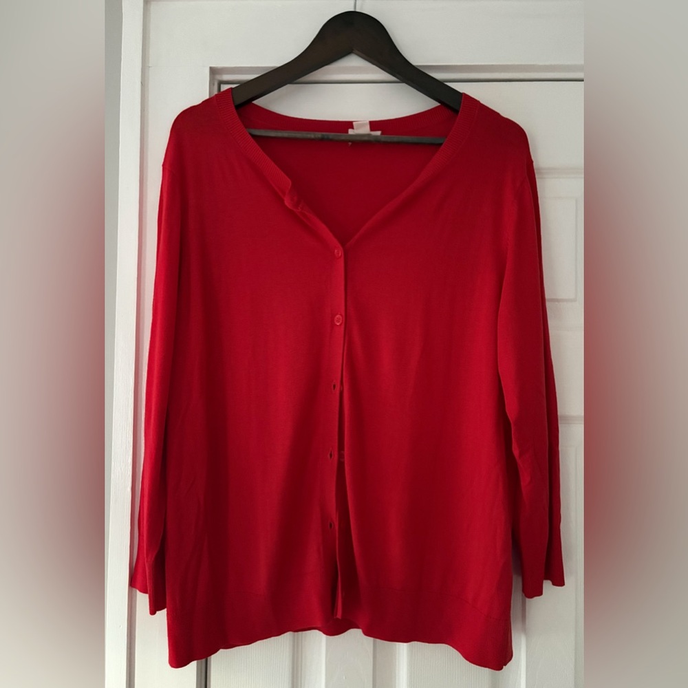 Caslon Red Button-Up Cardigan Size XL Like New